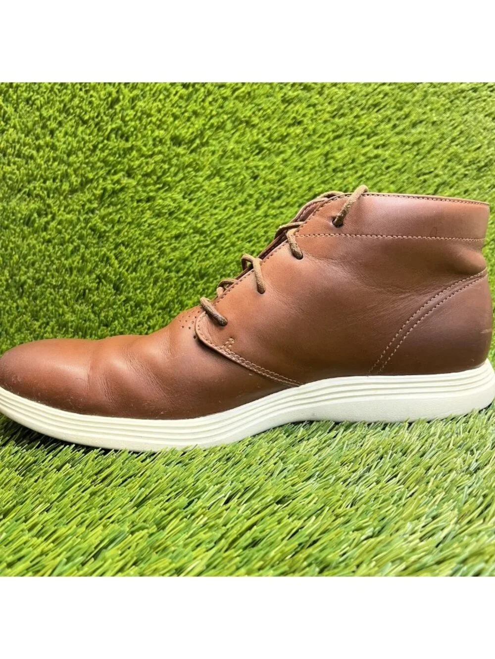 Cole Haan Grand.OS Mens Size 11 Brown White Classic Outdoor Lace Up Chukka Boots